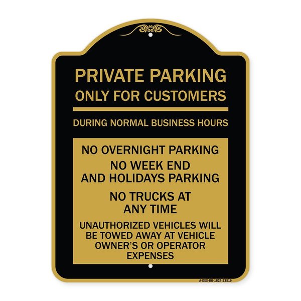 Signmission Only for Customers During Normal Business Hours No Overnight Parking No Trucks at Any, BG-1824-23519 A-DES-BG-1824-23519